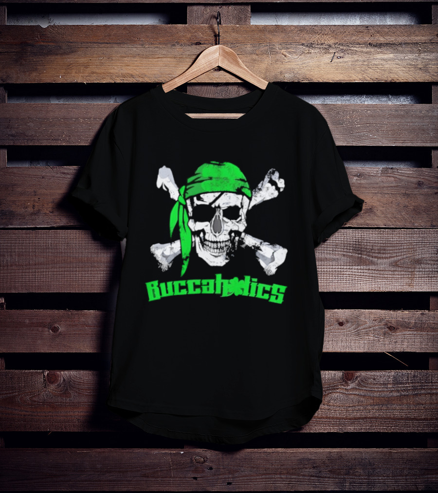 Buccaholics Green Pirate Skull Crossbones Bandana T-Shirt