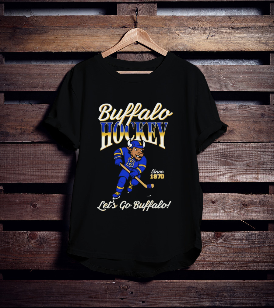 Buffalo Hockey Let's Go Buffalo Since 1970 Blue Bull T-Shirt