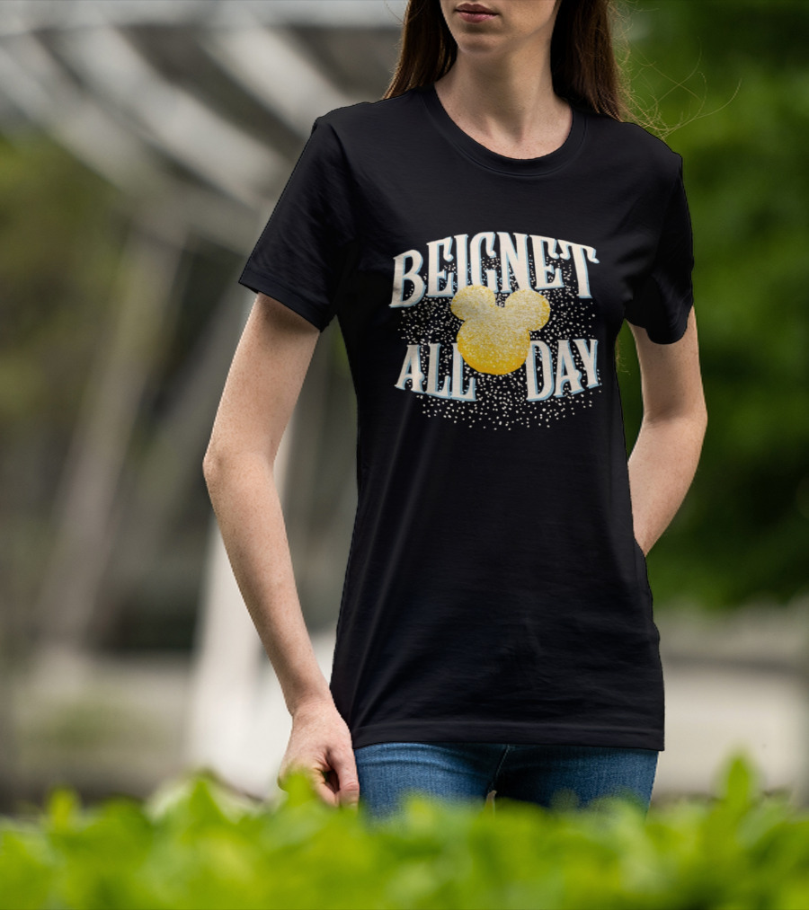 Disney Beignet All Day Mickey Mouse Powdered Sugar Delight T-Shirt