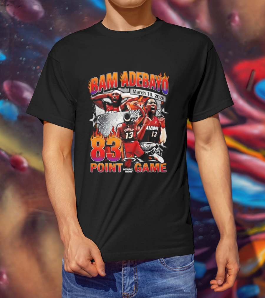 Bam Adebayo 83 Point Game Miami Heat Vice City 90s Basketball T-Shirt