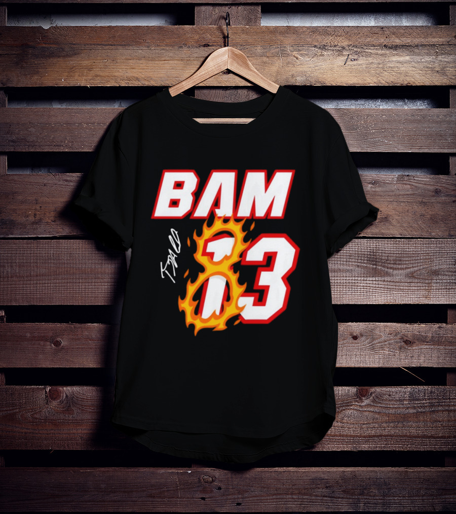 Bam Adebayo Miami Heat BAM 13 Flaming Signature T-Shirt