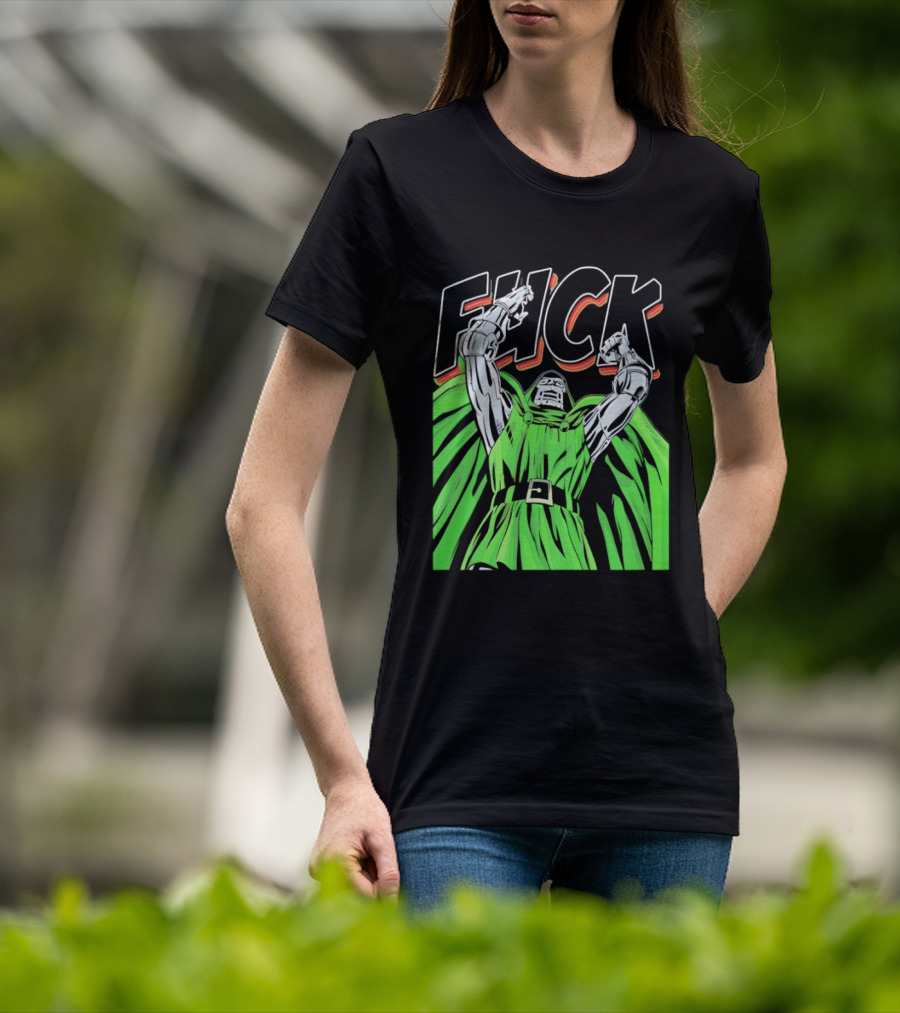 Dr Doom Green Cape Comic Style F**K T-Shirt