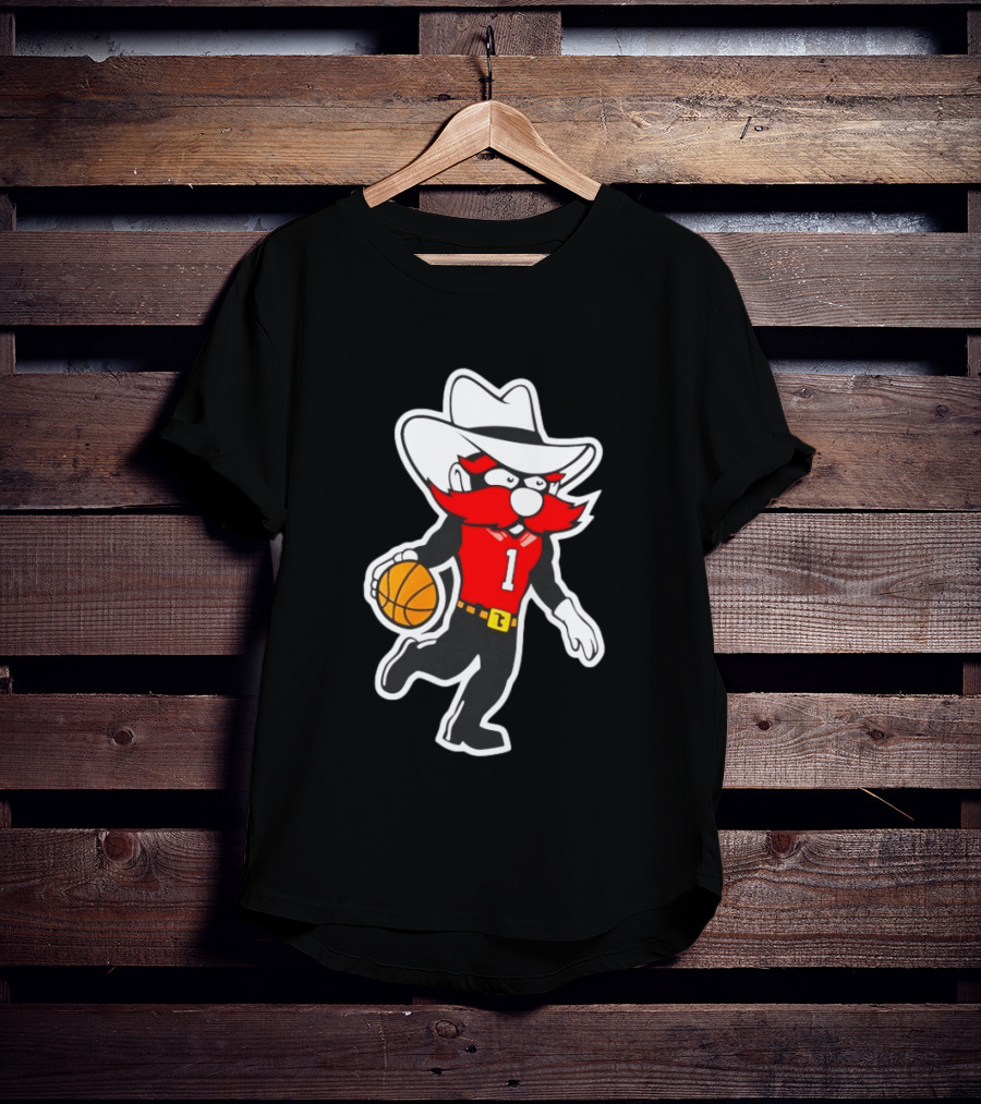 Coach Grant McCasland Raider Red Mascot Basketball Motif T-Shirt