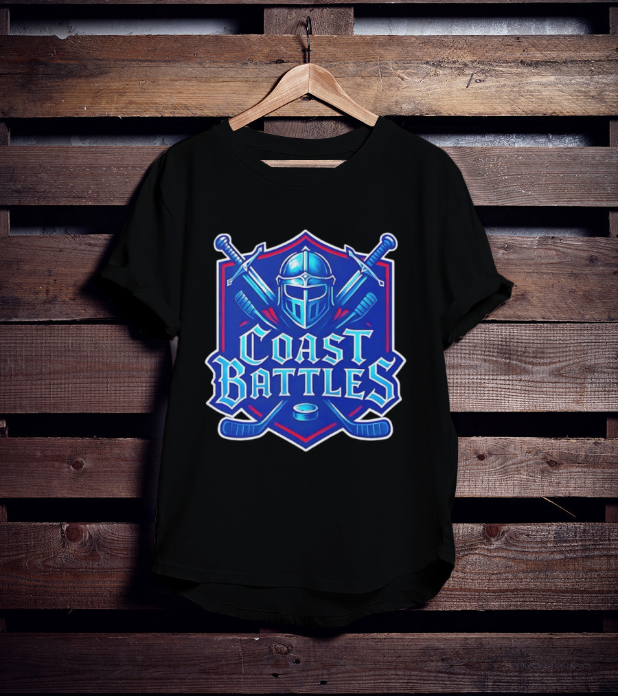 Coast Battles Hockey Knight Helm Swords And Crossed Sticks T-Shirt