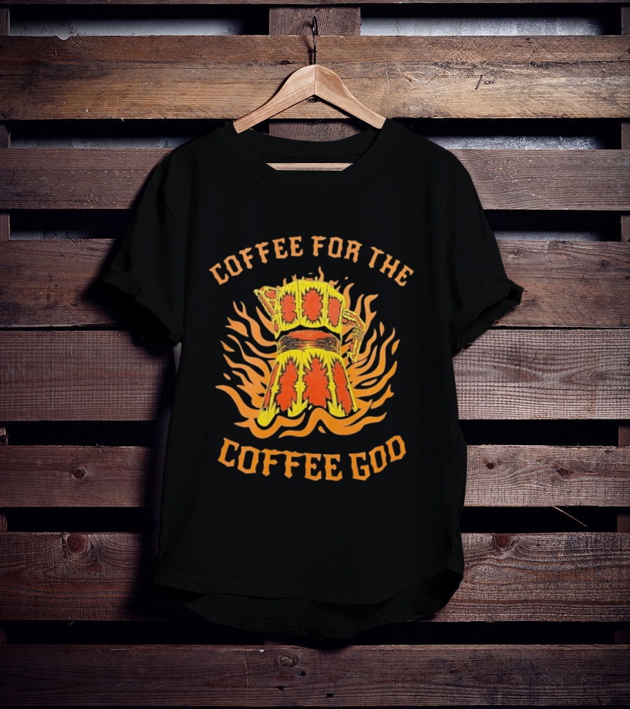 Coffee For The Coffee God Fiery Retro Moka Pot T-Shirt
