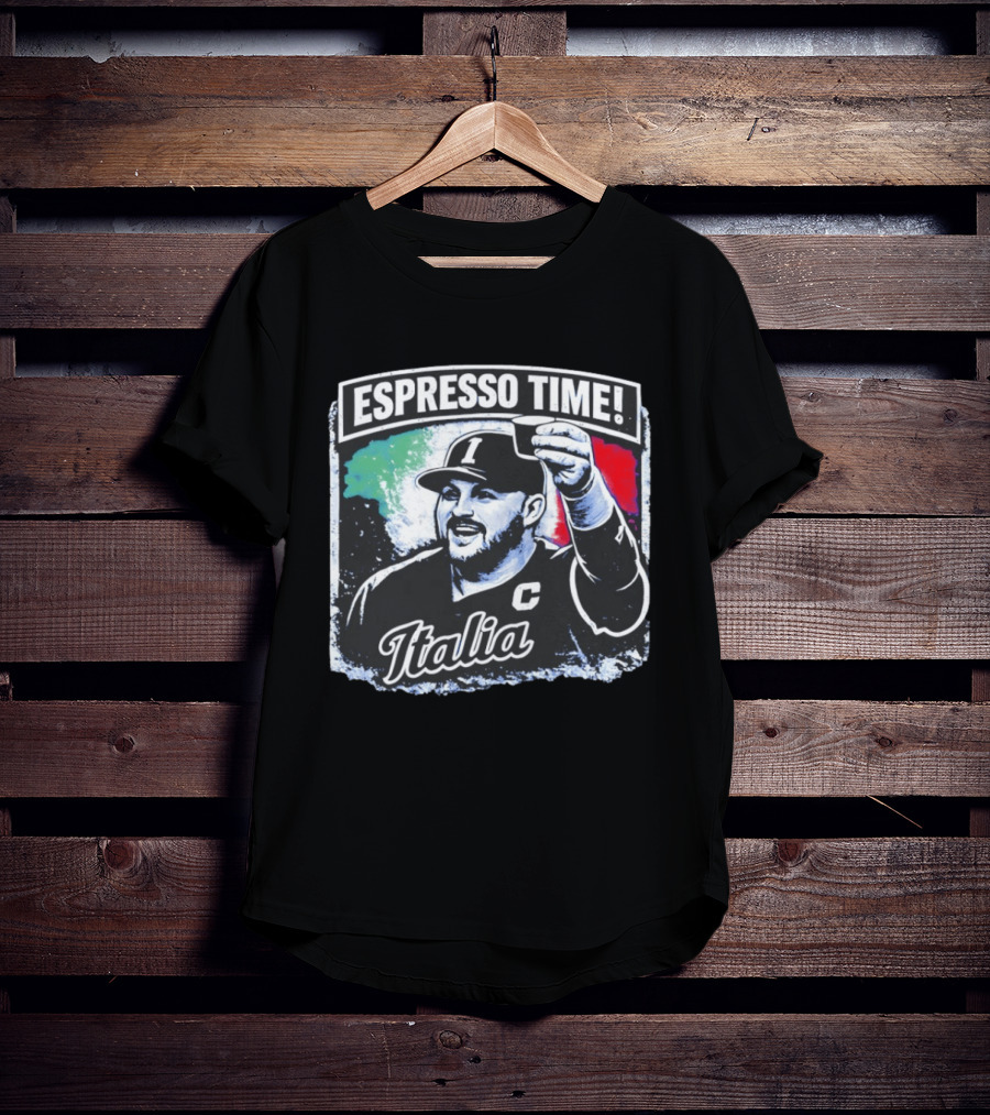Espresso Time Italia Celebration With Baseball Player And Italian Flag T-Shirt