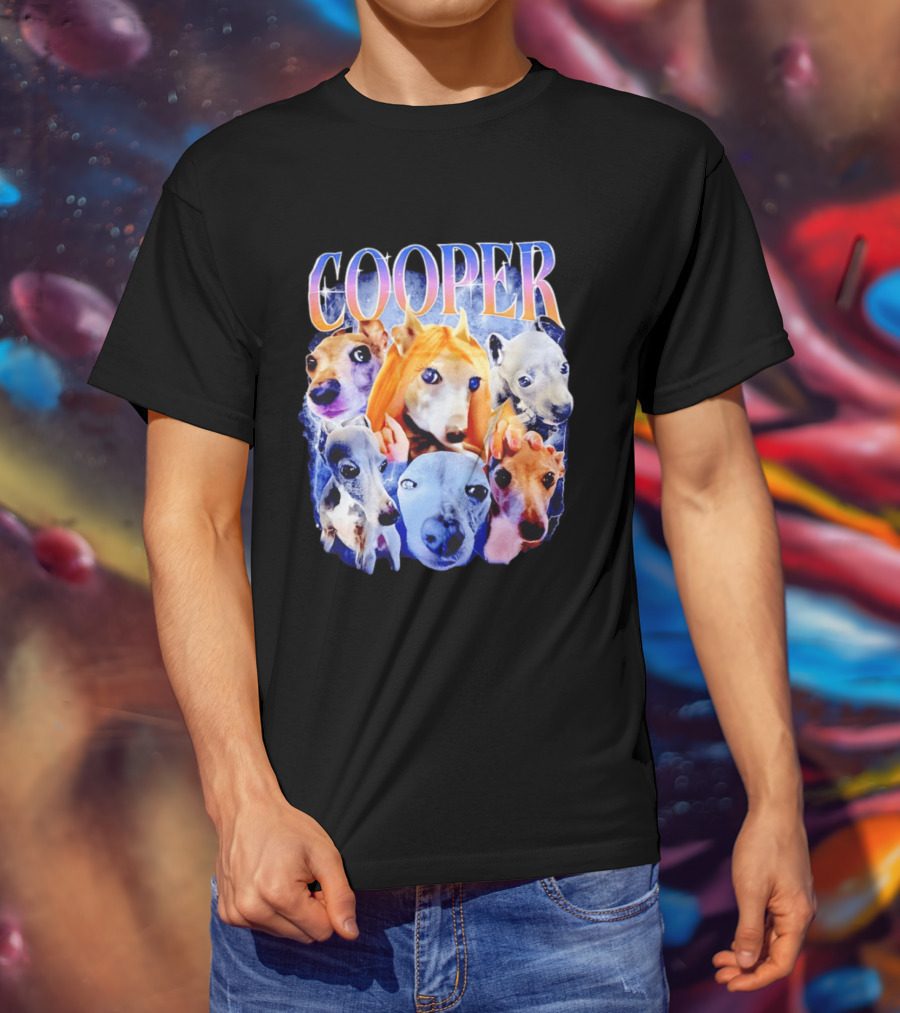Cooper Dog Collage Colorful Lightning Effects T-Shirt