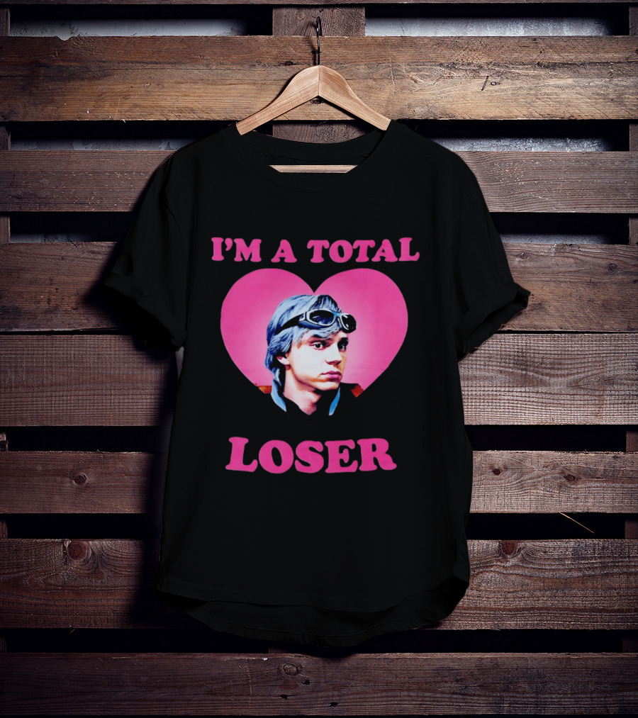 Evan Peters I'm A Total Loser Pink Heart Goggles T-Shirt