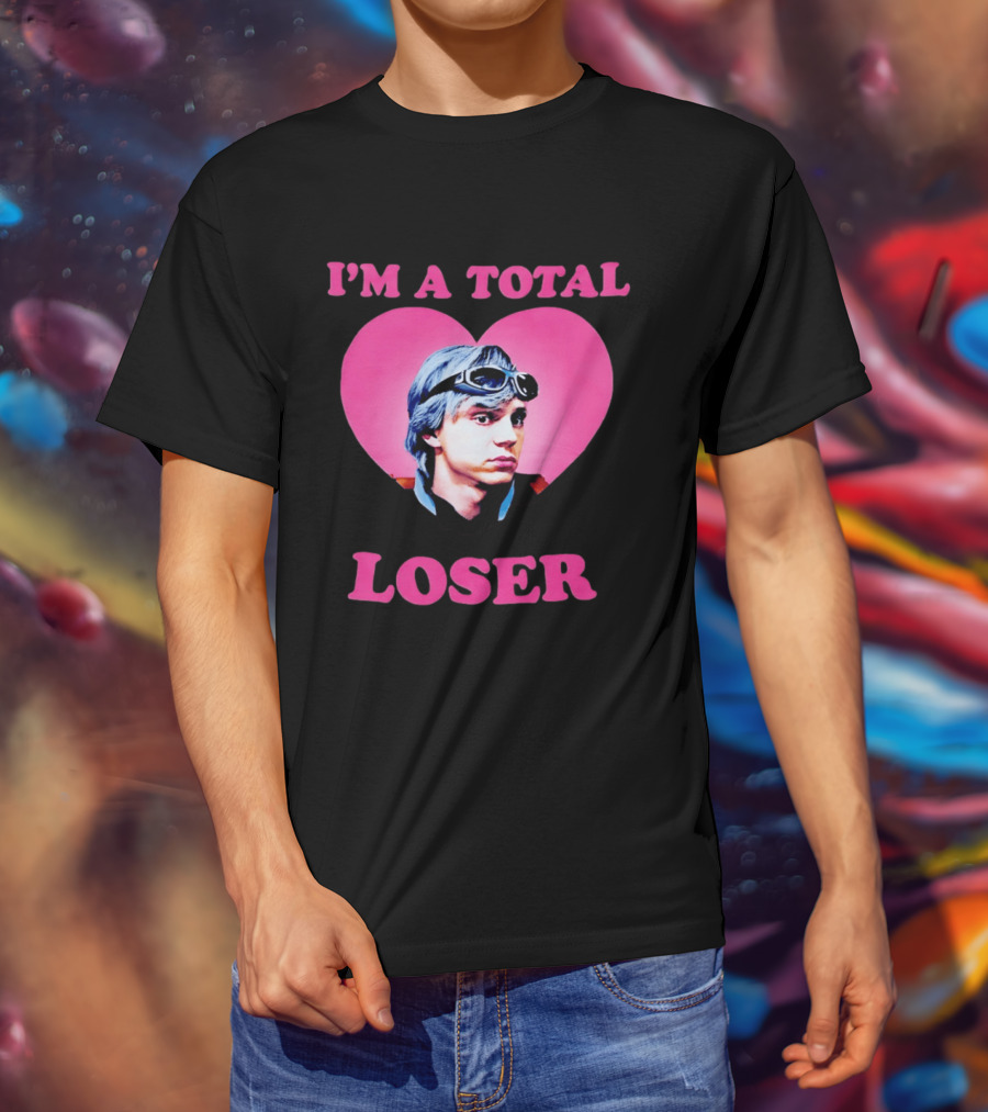 Evan Peters I'm A Total Loser Pink Heart Goggles T-Shirt