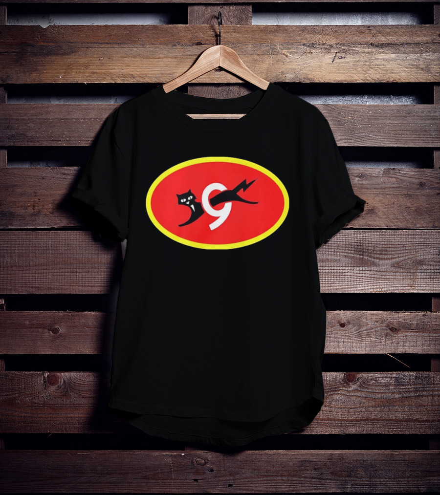 Eveready Black Cat 9 Lightning Bolt Red Oval T-Shirt