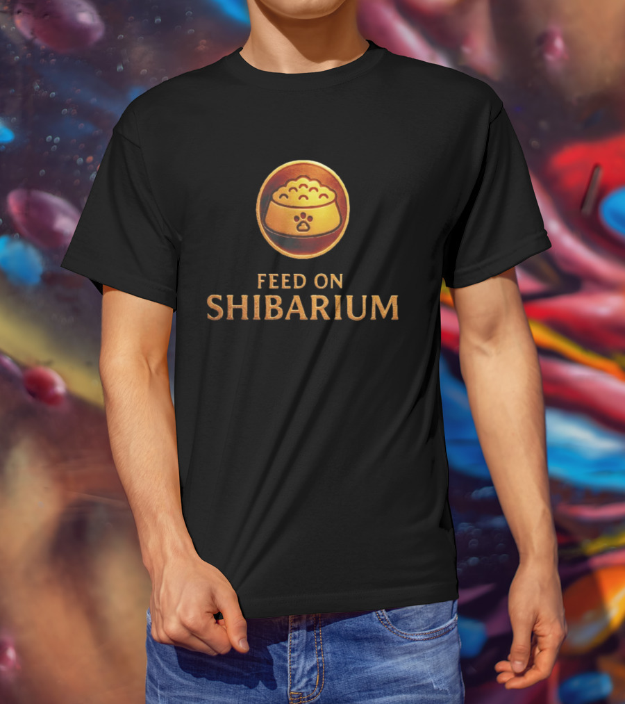 Feed On Shibarium Dog Bowl Paw Print T-Shirt