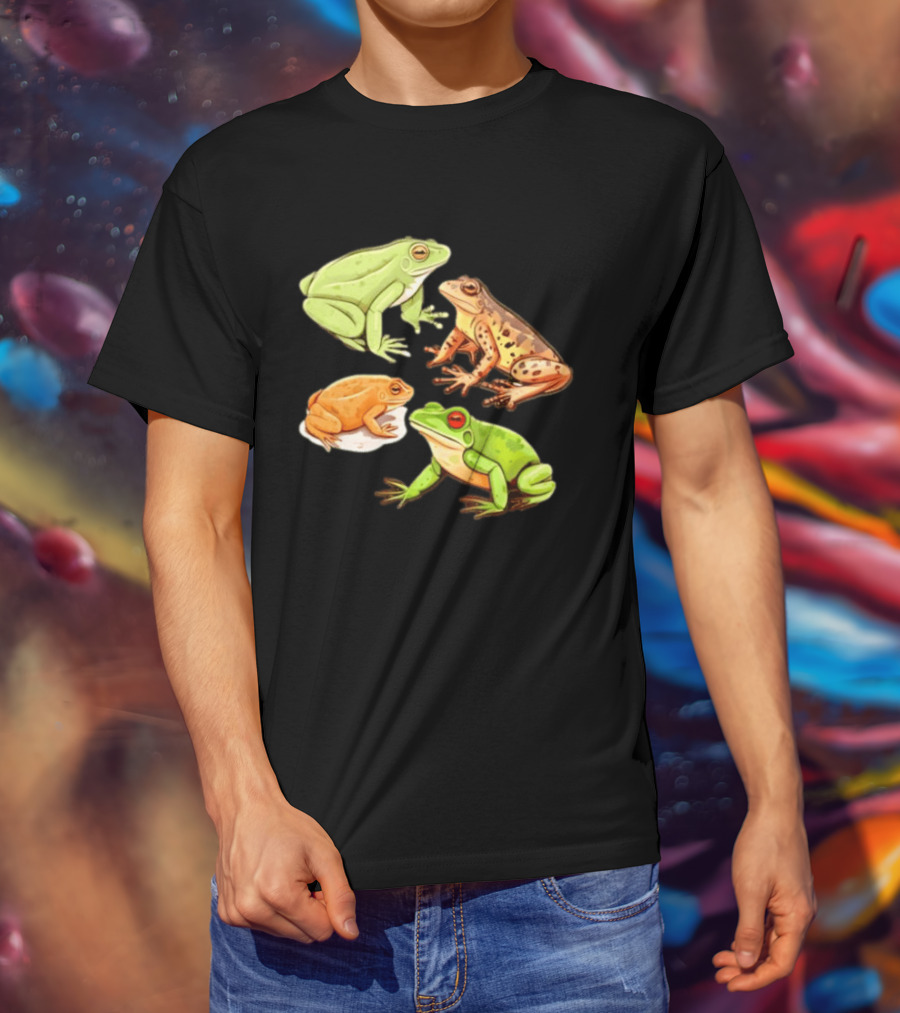 Four Spotted Frogs Vibrant Colors Variety T-Shirt
