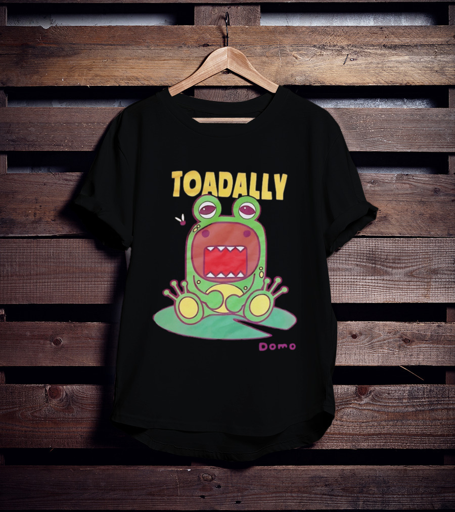 Toadally Domo Cartoon Frog With Red Mouth And Butterfly T-Shirt