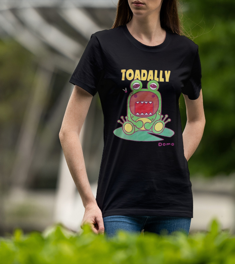 Toadally Domo Cartoon Frog With Red Mouth And Butterfly T-Shirt