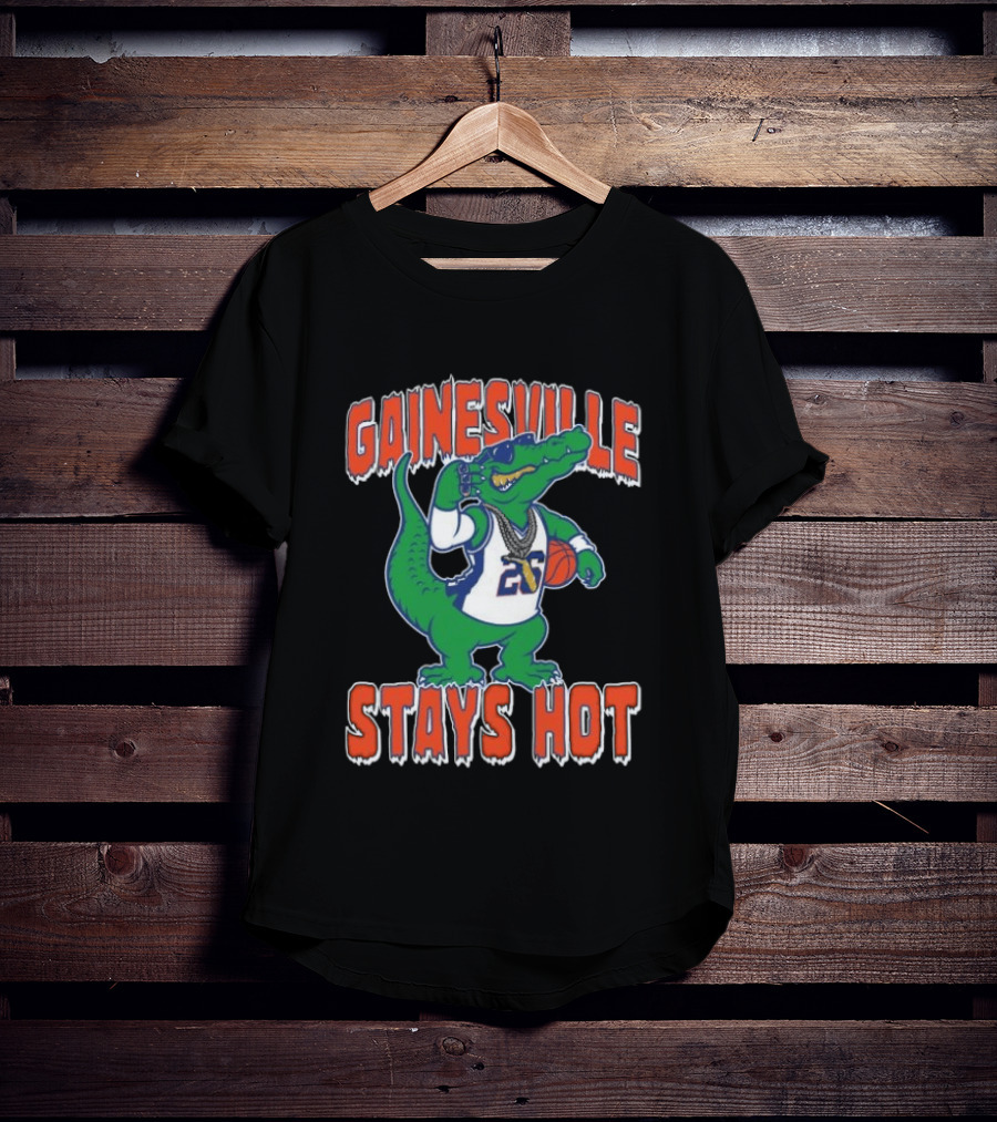 Gainesville Stays Hot Alligator Basketball Player With Sunglasses And Jersey T-Shirt