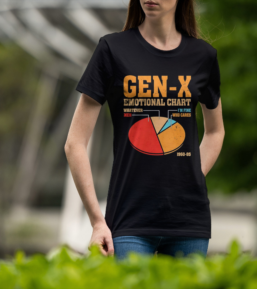 Gen X Emotional Chart Whatever Meh I'm Fine Who Cares 1960 85 T-Shirt