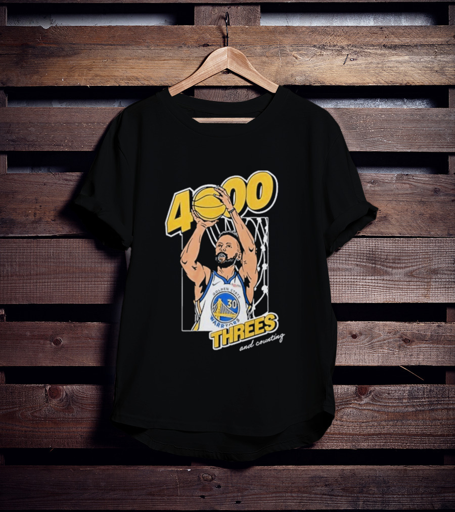 Golden State Warriors Steph Curry 4000 Threes And Counting T-Shirt