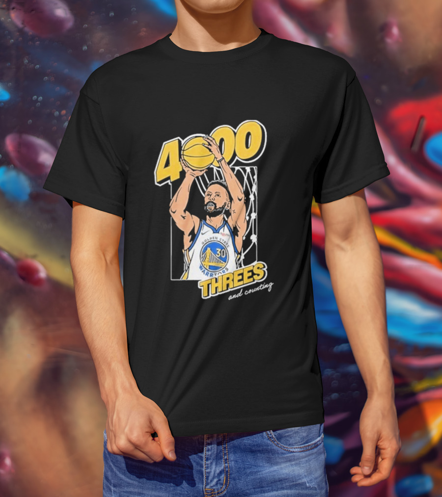 Golden State Warriors Steph Curry 4000 Threes And Counting T-Shirt
