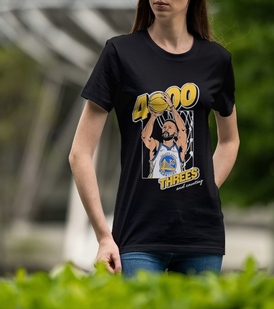 Golden State Warriors Steph Curry 4000 Threes And Counting T-Shirt