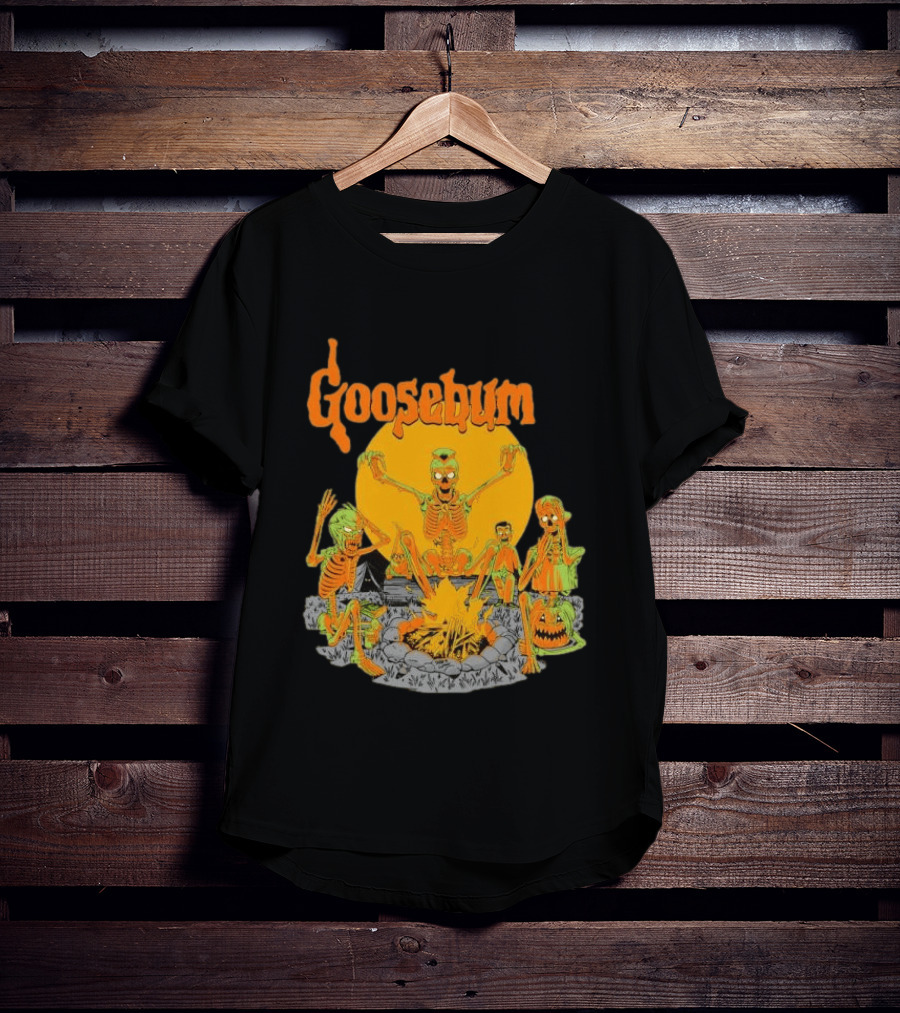 Goosebumps Skeleton Campfire Gnomes Slappy The Dummy Halloween Scene T-Shirt