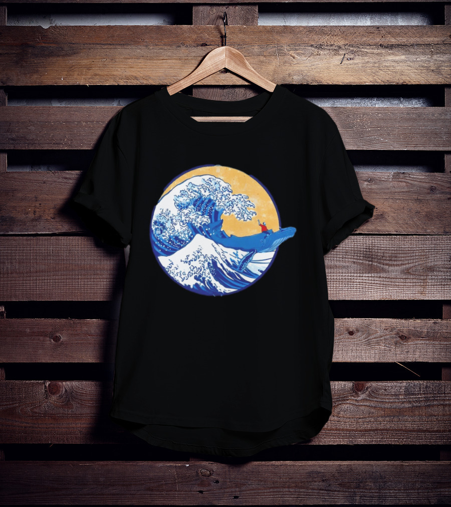 The Great Wave Meets The Great Beast With Whale Rider And Surfing Waves T-Shirt