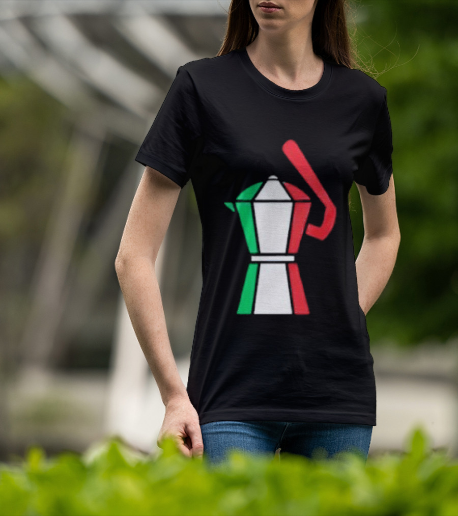 Italian Flag Moka Coffee Pot Icon Italy T-Shirt