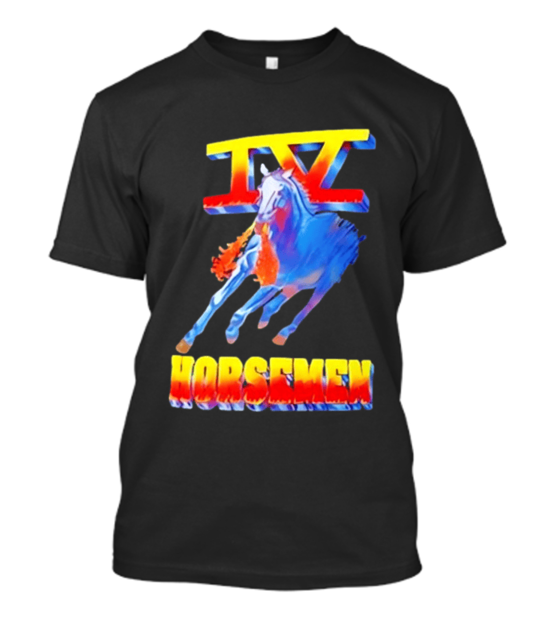 IV Horsemen Fire Breathing Blue Horse Flame Burst T-Shirt
