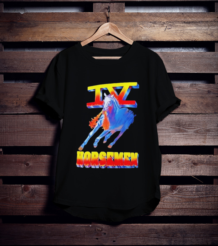 IV Horsemen Fire Breathing Blue Horse Flame Burst T-Shirt