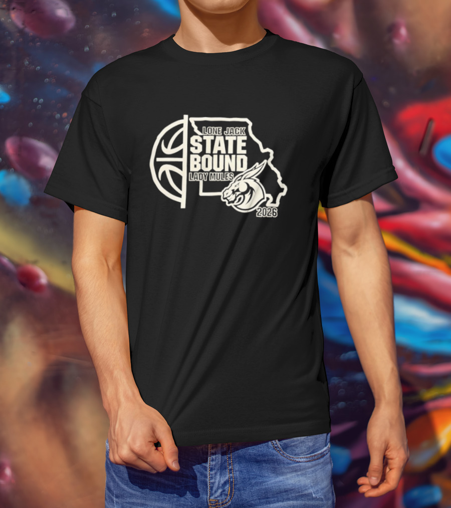 Lone Jack State Bound Lady Mules 2026 Missouri Basketball Map T-Shirt