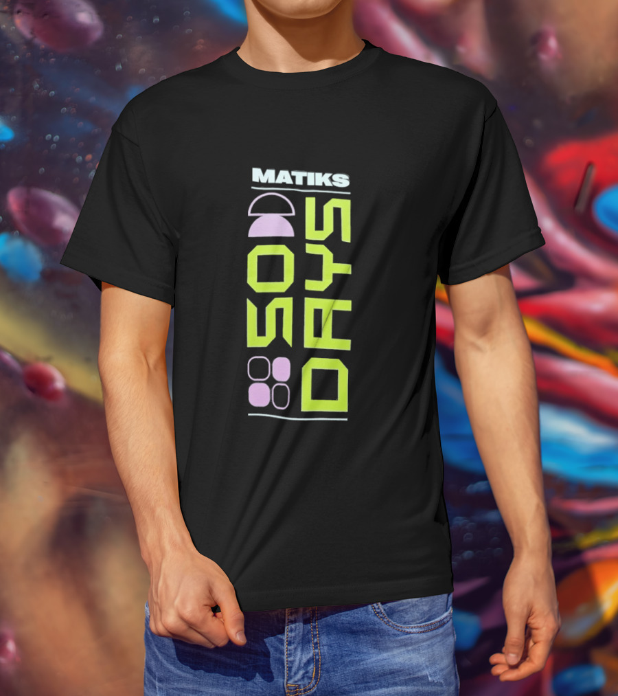 Matiks 50 Days Geometric Neon Shapes And Numbers T-Shirt