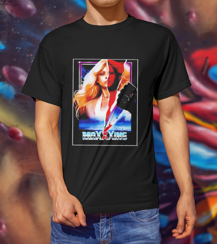 MaXXXine Mia Goth Horror Movie Knife Urban Skyline T-Shirt
