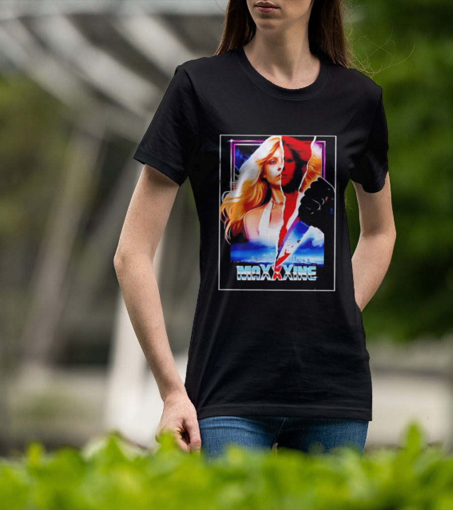 MaXXXine Mia Goth Horror Movie Knife Urban Skyline T-Shirt