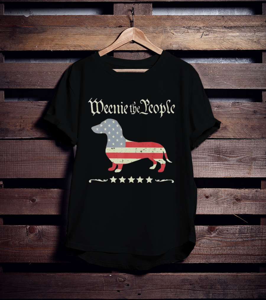 Weenie The People Dachshund American Flag Stars Patriotic Dog T-Shirt