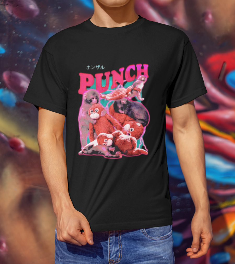 PUNCH Macaque Monkey Plush Collage T-Shirt