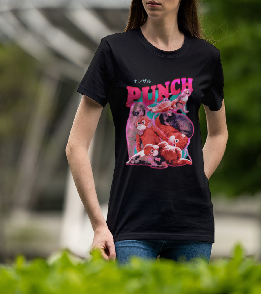 PUNCH Macaque Monkey Plush Collage T-Shirt