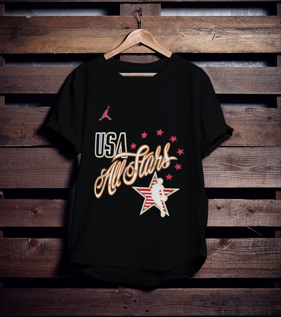 USA All Stars Basketball Red Stars Patriotic T-Shirt