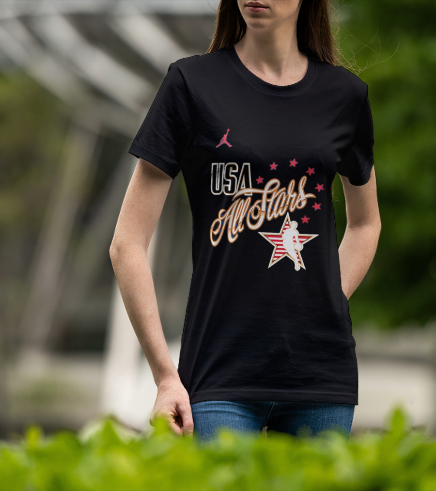 USA All Stars Basketball Red Stars Patriotic T-Shirt