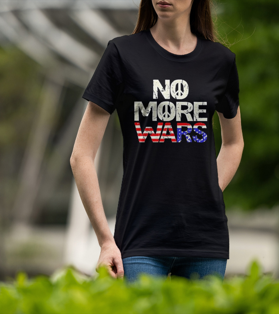 No More Wars American Flag Peace T-Shirt