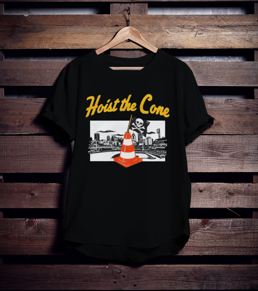 Pittsburgh Pirates Hoist The Cone Baseball Skyline Skull Flag T-Shirt