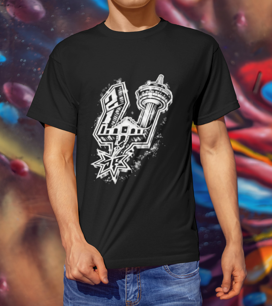 San Antonio Alamo Tower Spurs Star T-Shirt