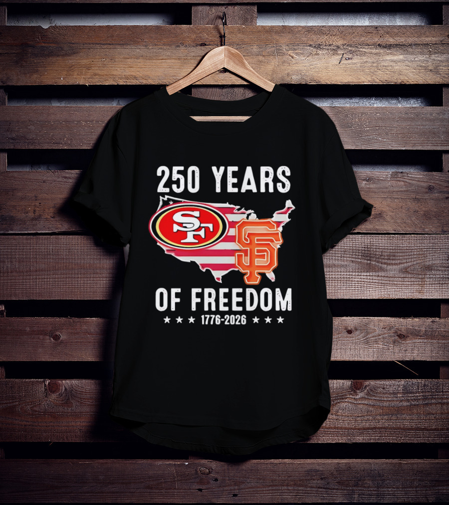 San Francisco 49ers 250 Years Of Freedom 1776 2026 USA Map T-Shirt
