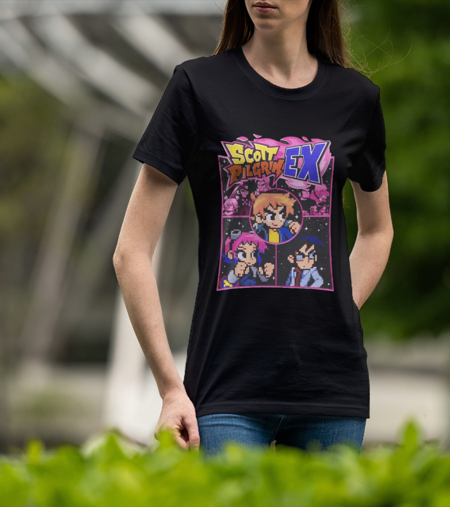 Scott Pilgrim EX Pixel Art Character Grid T-Shirt