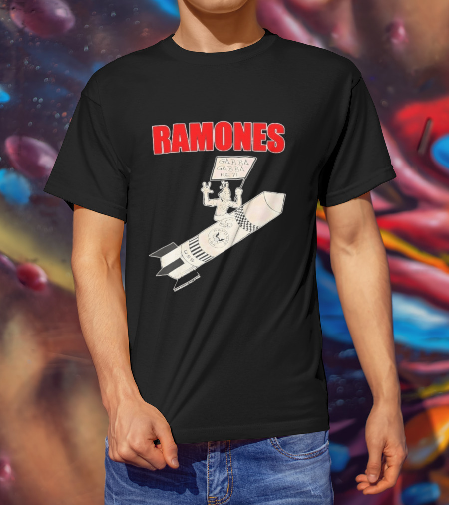 Ramones Gabba Gabba Hey USS Rocket Cartoon T-Shirt