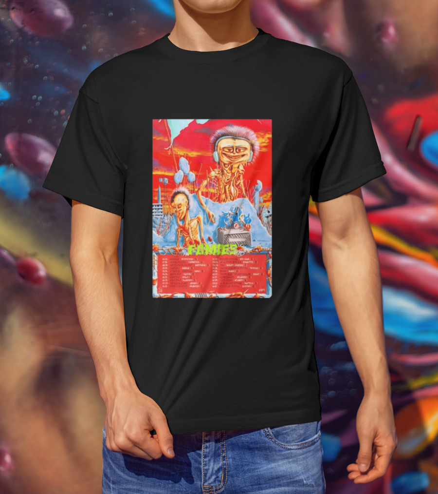 Fomies EU 2026 Skeleton Horror Tour Vibrant Alien Landscape T-Shirt