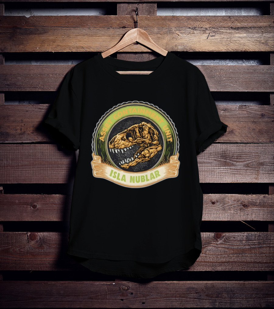 Asset Containment Unit Isla Nublar Skull Head Jura Park T-Shirt