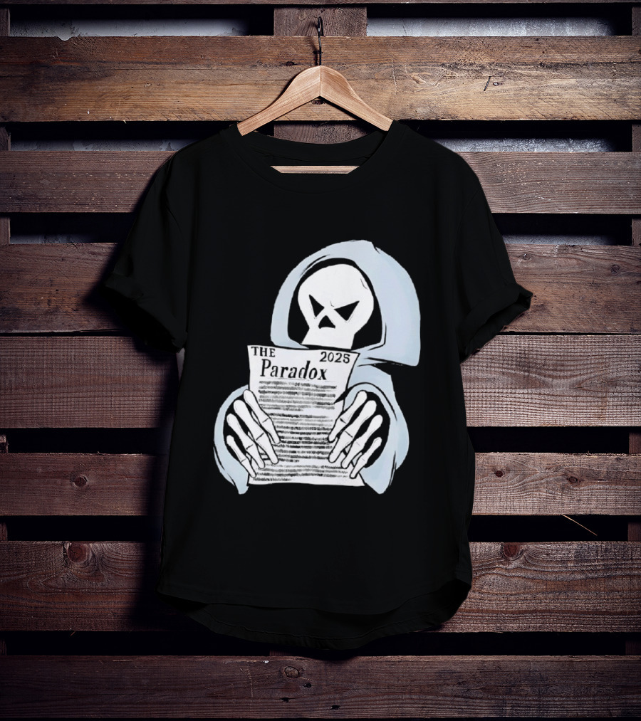 The Paradox Skull Grim Reaper Holding 2023 Newspaper T-Shirt