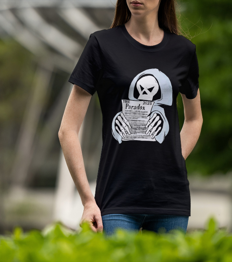 The Paradox Skull Grim Reaper Holding 2023 Newspaper T-Shirt