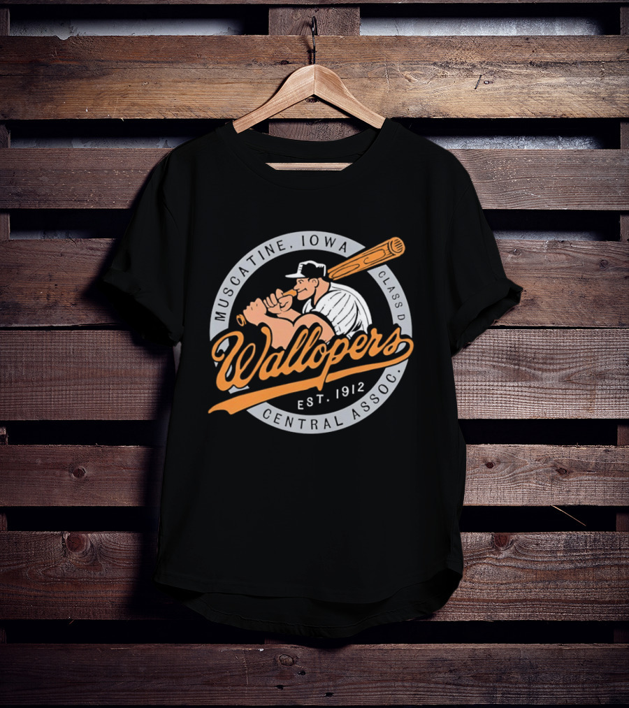 Muscatine Iowa Wallopers Central Assoc Est 1912 Baseball T-Shirt