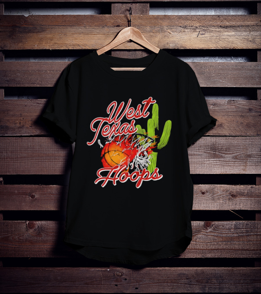 West Texas Hoops Flaming Basketball Desert Cactus Texas T-Shirt