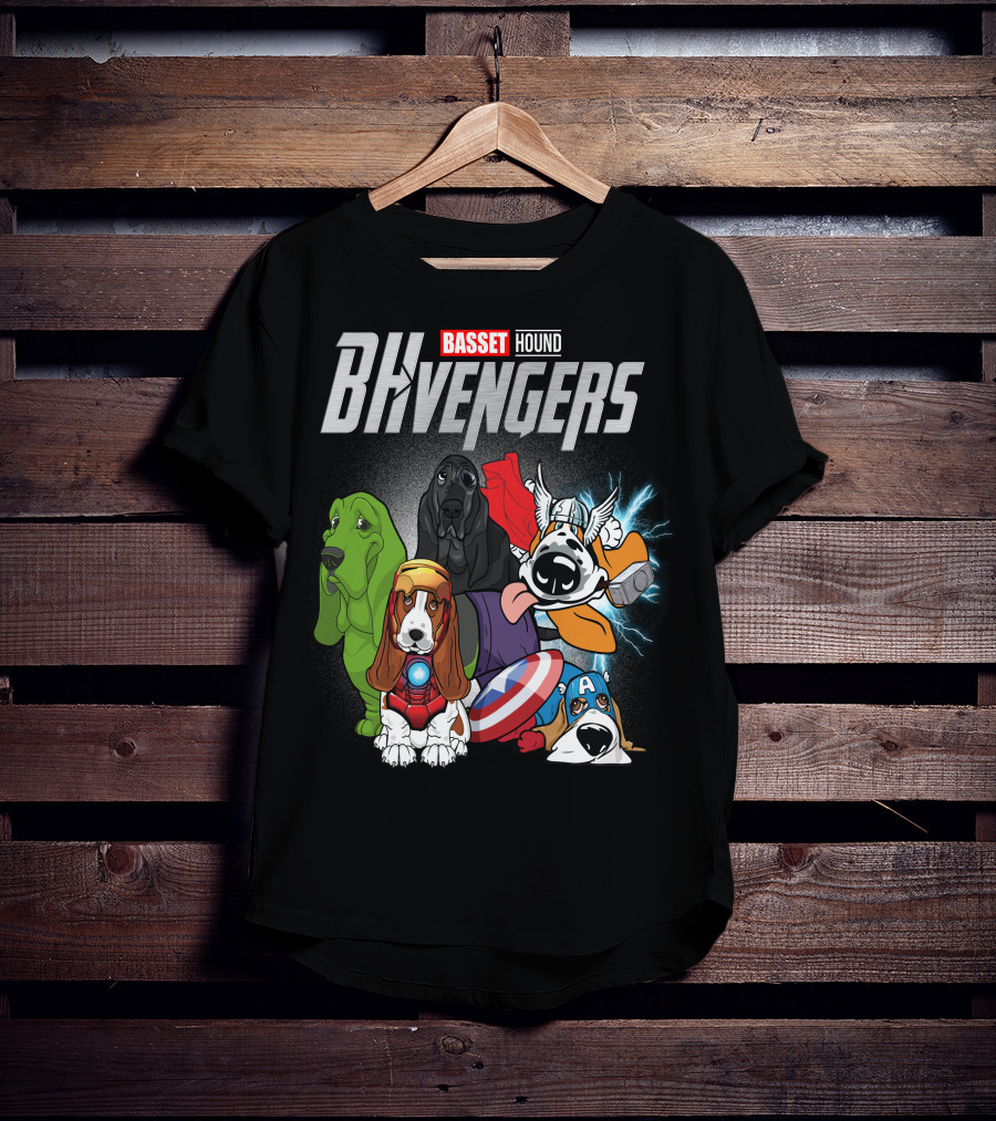 Basset Hound BHvengers Superhero Assembly T-Shirt